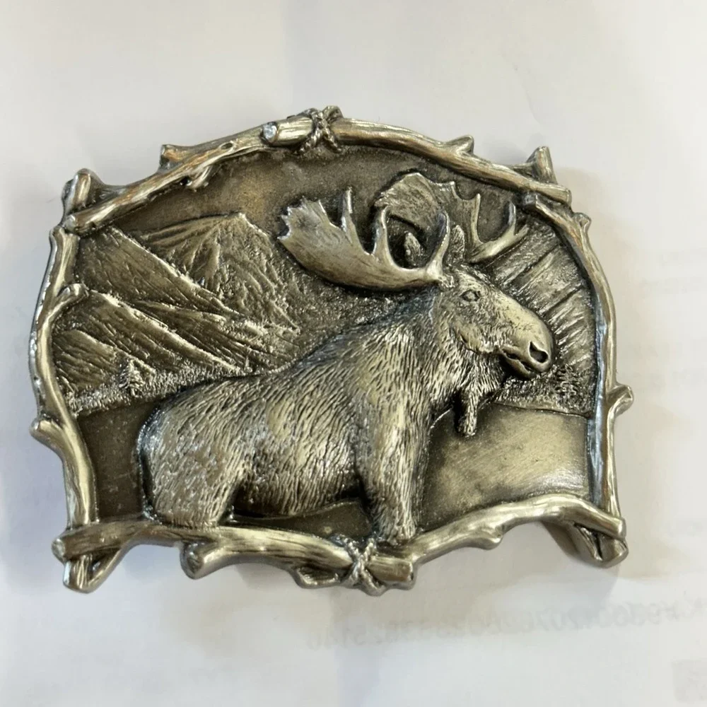 Moose Belt Buckle - Vintage 1995 Great American Products Pewter